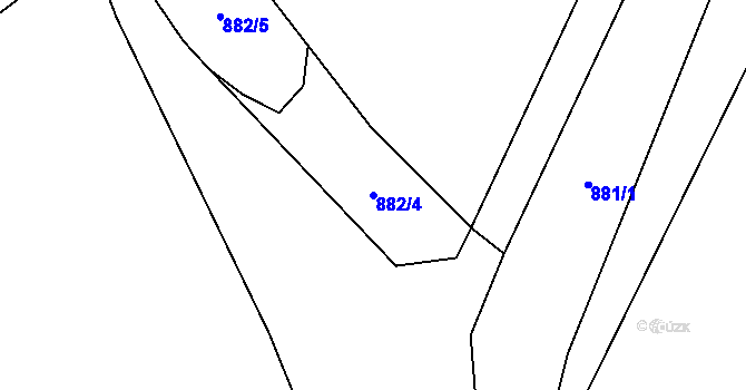 Parcela st. 882/4 v KÚ Podmokly nad Berounkou, Katastrální mapa