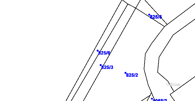Parcela st. 825/6 v KÚ Podmokly nad Berounkou, Katastrální mapa