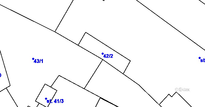 Parcela st. 42/2 v KÚ Podmoky u Městce Králové, Katastrální mapa