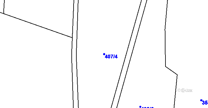 Parcela st. 407/4 v KÚ Podmoky u Městce Králové, Katastrální mapa