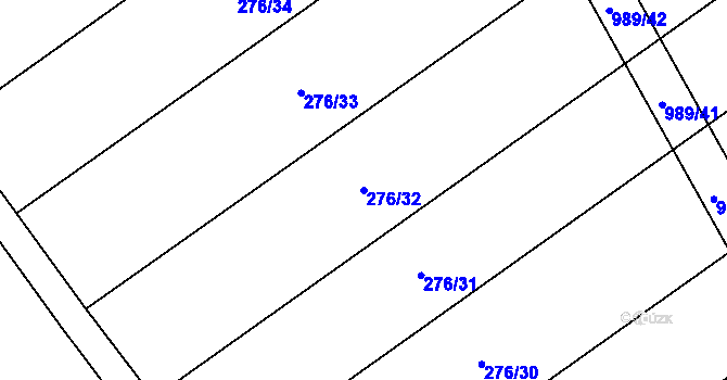 Parcela st. 276/32 v KÚ Podmoky u Městce Králové, Katastrální mapa