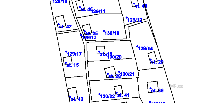 Parcela st. 16 v KÚ Proudkovice, Katastrální mapa