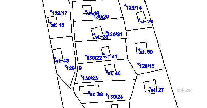 Parcela st. 41 v KÚ Proudkovice, Katastrální mapa
