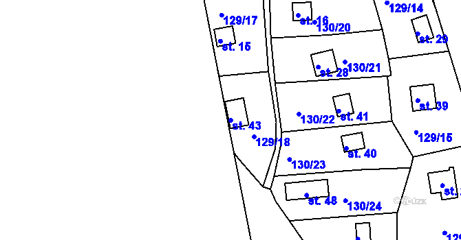 Parcela st. 43 v KÚ Proudkovice, Katastrální mapa