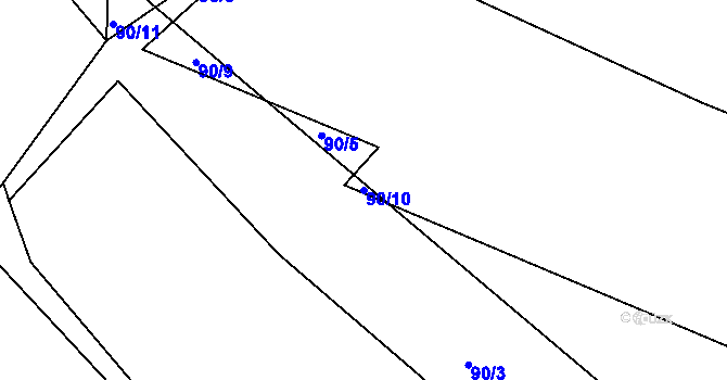 Parcela st. 90/10 v KÚ Proudkovice, Katastrální mapa