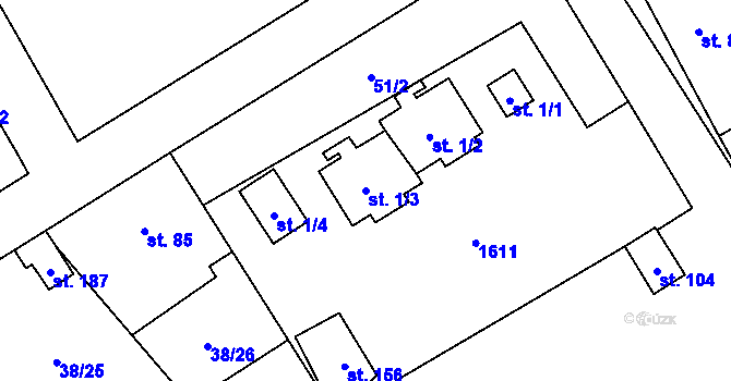 Parcela st. 1/3 v KÚ Podmolí, Katastrální mapa