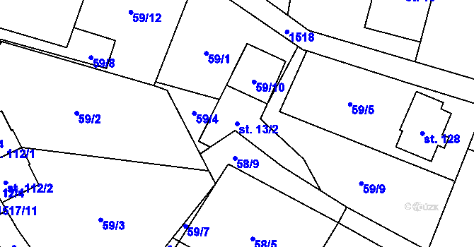 Parcela st. 13/2 v KÚ Podmolí, Katastrální mapa