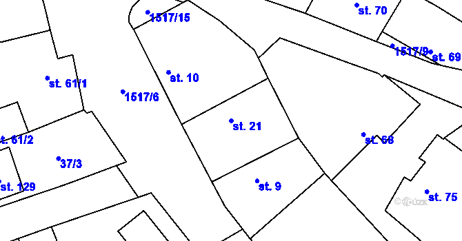 Parcela st. 21 v KÚ Podmolí, Katastrální mapa
