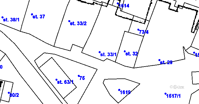 Parcela st. 33/1 v KÚ Podmolí, Katastrální mapa