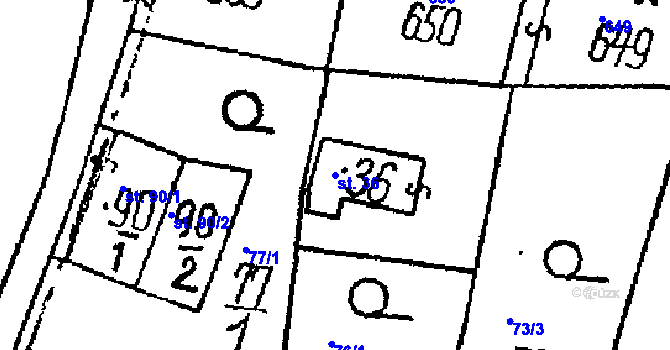 Parcela st. 36 v KÚ Podmolí, Katastrální mapa