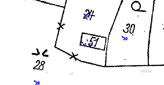 Parcela st. 51 v KÚ Podmolí, Katastrální mapa