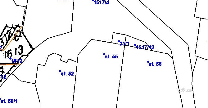 Parcela st. 55 v KÚ Podmolí, Katastrální mapa