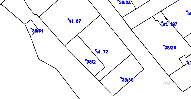 Parcela st. 72 v KÚ Podmolí, Katastrální mapa