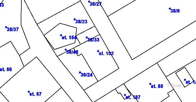 Parcela st. 102 v KÚ Podmolí, Katastrální mapa