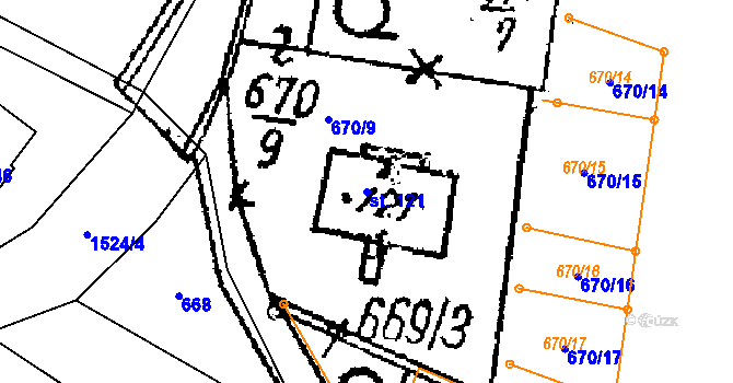 Parcela st. 121 v KÚ Podmolí, Katastrální mapa