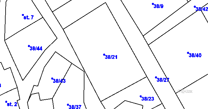 Parcela st. 38/21 v KÚ Podmolí, Katastrální mapa