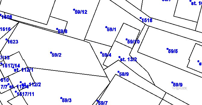 Parcela st. 59/4 v KÚ Podmolí, Katastrální mapa