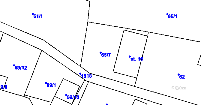 Parcela st. 65/7 v KÚ Podmolí, Katastrální mapa