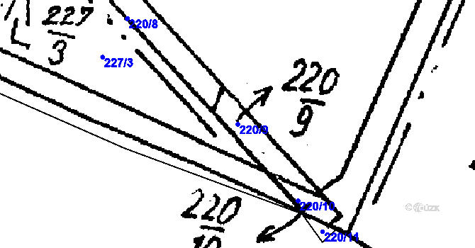 Parcela st. 220/9 v KÚ Podmolí, Katastrální mapa