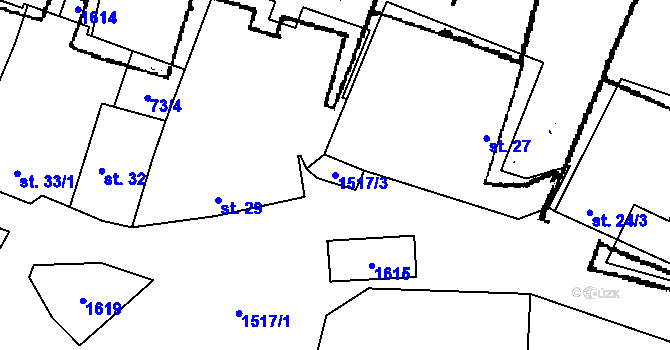 Parcela st. 1517/3 v KÚ Podmolí, Katastrální mapa