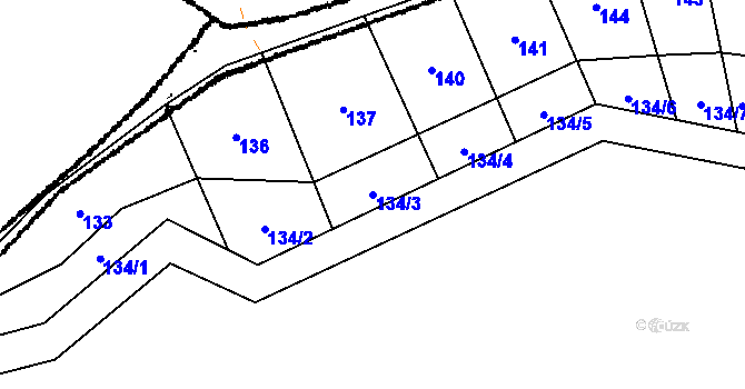 Parcela st. 134/3 v KÚ Podmolí, Katastrální mapa