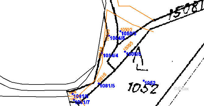 Parcela st. 1054/4 v KÚ Podmolí, Katastrální mapa
