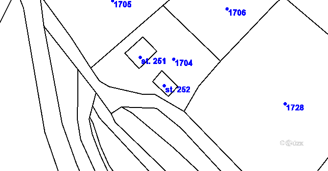 Parcela st. 252 v KÚ Podmolí, Katastrální mapa