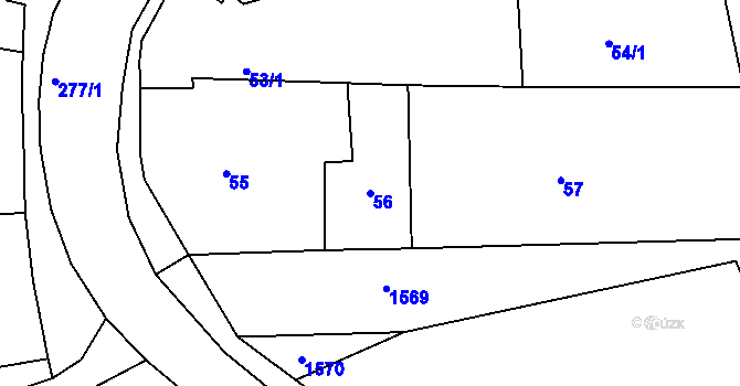 Parcela st. 56 v KÚ Podmyče, Katastrální mapa