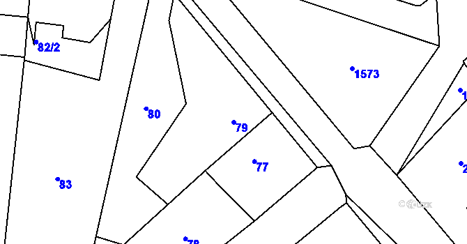 Parcela st. 79 v KÚ Podmyče, Katastrální mapa
