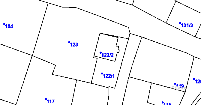 Parcela st. 122/2 v KÚ Podmyče, Katastrální mapa