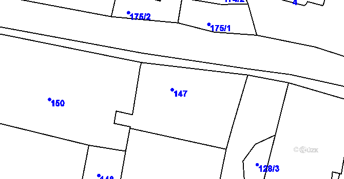 Parcela st. 147 v KÚ Podmyče, Katastrální mapa