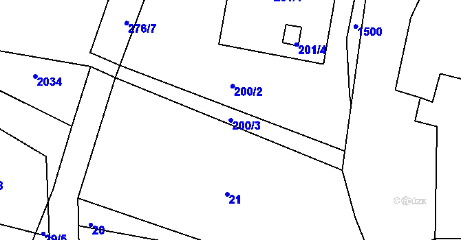 Parcela st. 200/3 v KÚ Podmyče, Katastrální mapa