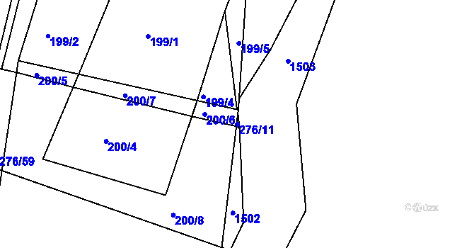 Parcela st. 276/11 v KÚ Podmyče, Katastrální mapa
