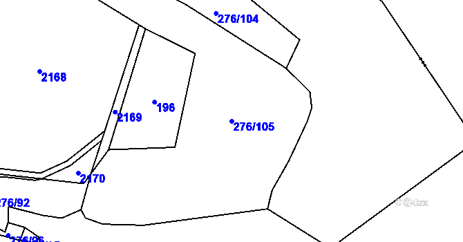 Parcela st. 276/105 v KÚ Podmyče, Katastrální mapa
