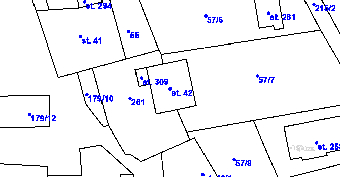 Parcela st. 42 v KÚ Podolanka, Katastrální mapa
