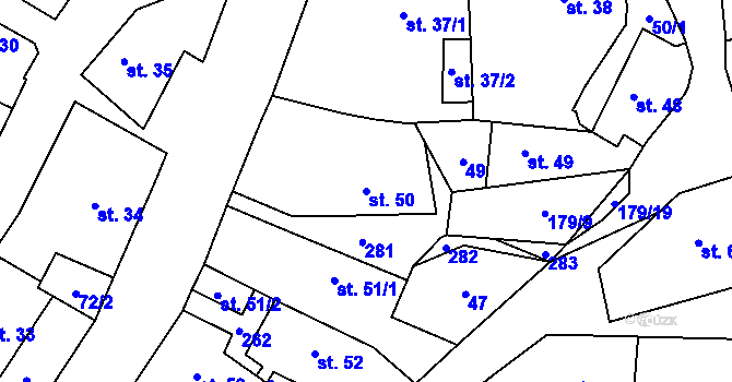 Parcela st. 50 v KÚ Podolanka, Katastrální mapa