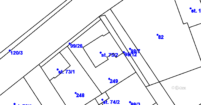 Parcela st. 73/2 v KÚ Podolanka, Katastrální mapa