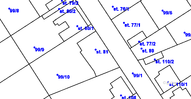 Parcela st. 81 v KÚ Podolanka, Katastrální mapa