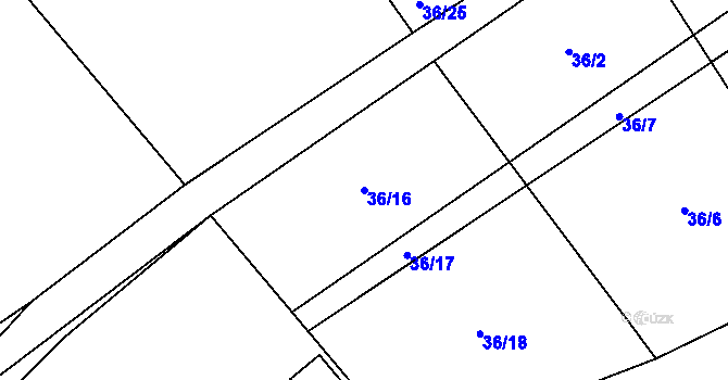Parcela st. 36/16 v KÚ Podolanka, Katastrální mapa