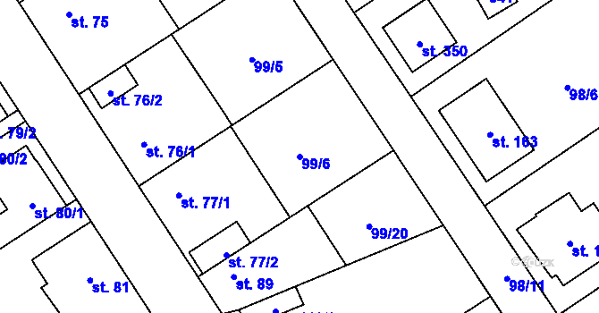 Parcela st. 99/6 v KÚ Podolanka, Katastrální mapa