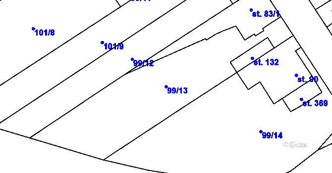 Parcela st. 99/13 v KÚ Podolanka, Katastrální mapa