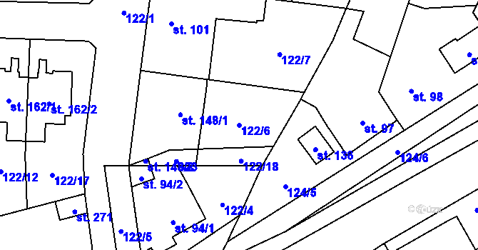 Parcela st. 122/6 v KÚ Podolanka, Katastrální mapa