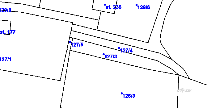 Parcela st. 127/3 v KÚ Podolanka, Katastrální mapa