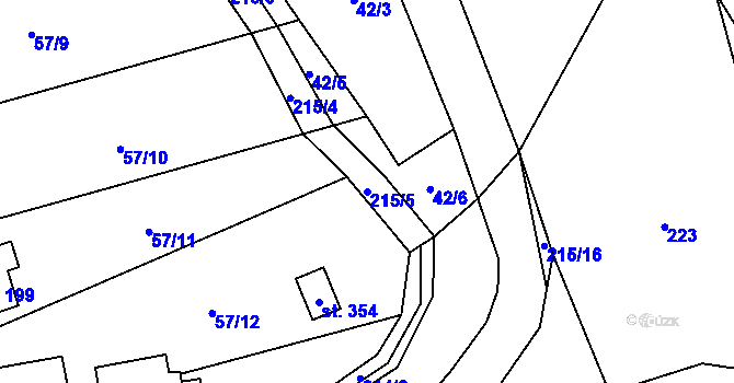 Parcela st. 215/5 v KÚ Podolanka, Katastrální mapa