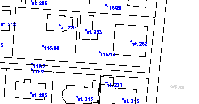 Parcela st. 115/13 v KÚ Podolanka, Katastrální mapa