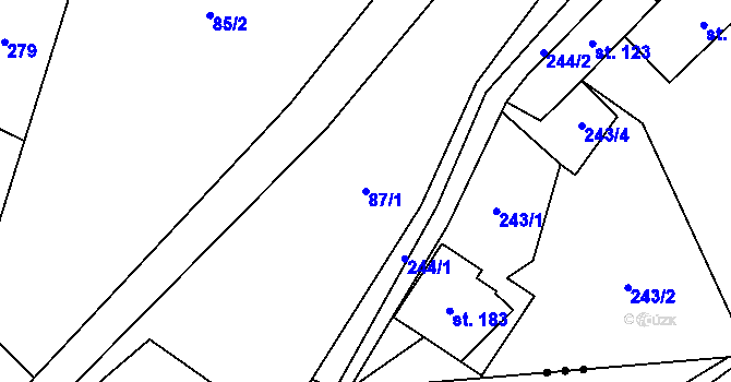 Parcela st. 87/1 v KÚ Podolanka, Katastrální mapa