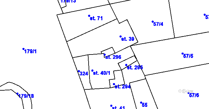 Parcela st. 296 v KÚ Podolanka, Katastrální mapa