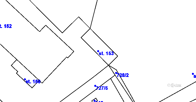 Parcela st. 153 v KÚ Podolí u Mnichova Hradiště, Katastrální mapa