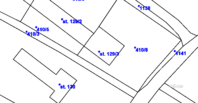 Parcela st. 129/3 v KÚ Podolí u Mnichova Hradiště, Katastrální mapa