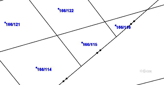 Parcela st. 166/115 v KÚ Podolí u Mnichova Hradiště, Katastrální mapa